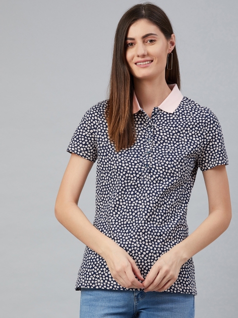 Marks & Spencer Women Navy Blue & White Pure Cotton Floral Printed Polo Collar T-shirt
Marks & Spencer Women Navy Blue & White Pure Cotton Floral Printed Polo Collar T-shirt