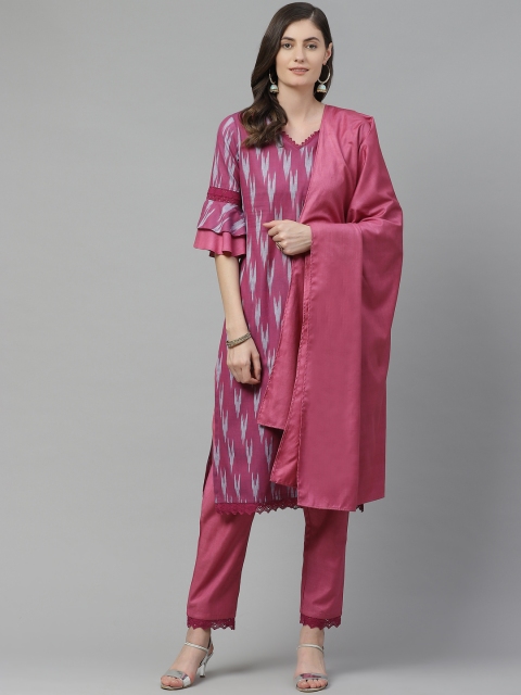 Sbo Fashion Women Pink & Blue Geometric Print Cotton Straight Kurta Palazzos & Dupatta
Sbo Fashion Women Pink & Blue Geometric Print Cotton Straight Kurta Palazzos & Dupatta