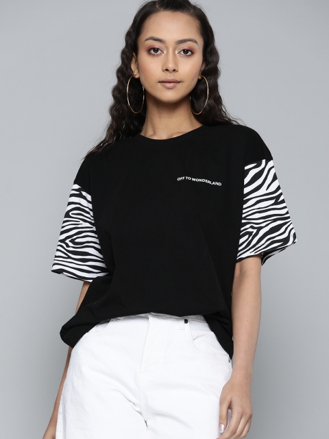 VividArtsy Women Black & White Solid Pure Cotton Round Neck T-shirt with Printed Detail
VividArtsy Women Black & White Solid Pure Cotton Round Neck T-shirt with Printed Detail
