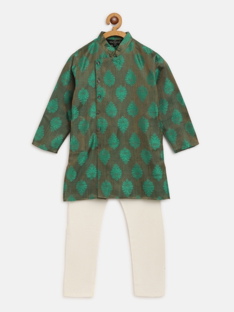 SOJANYA Boys Green & Off-White Ethnic Patterned Jacquard Weave Kurta with Cotton Pyjamas
SOJANYA Boys Green & Off-White Ethnic Patterned Jacquard Weave Kurta with Cotton Pyjamas