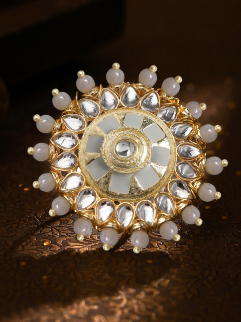 Rubans Gold-Plated White & Grey Stone & Pearl Studded Enameled Handcrafted Finger Ring
Rubans Gold-Plated White & Grey Stone & Pearl Studded Enameled Handcrafted Finger Ring