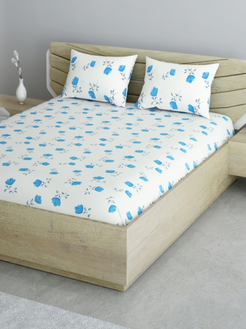 Aura White & Blue Floral 144 TC 120 GSM Cotton Double Queen Bedsheet with 2 Pillow Covers
Aura White & Blue Floral 144 TC 120 GSM Cotton Double Queen Bedsheet with 2 Pillow Covers
