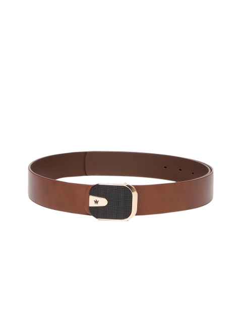 Louis Philippe Men Tan Brown Solid Leather Belt