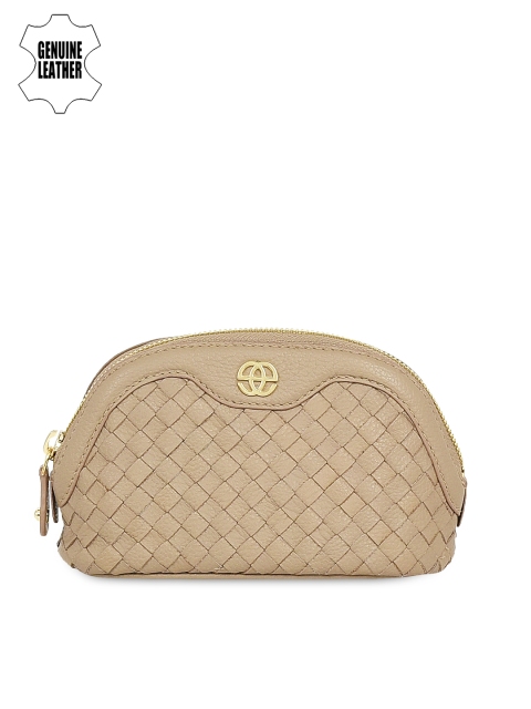 Eske Women Beige Genuine Leather Pouch