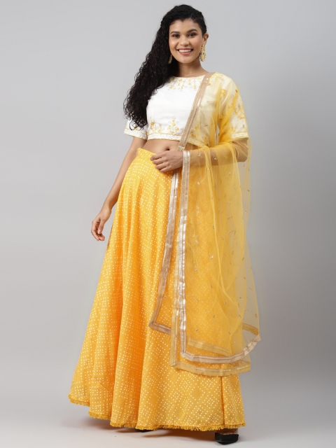 Readiprint Fashions Yellow & White Embroidered Semi-Stitched Lehenga & Unstitched Blouse with Dupatta
Readiprint Fashions Yellow & White Embroidered Semi-Stitched Lehenga & Unstitched Blouse with Dupatta