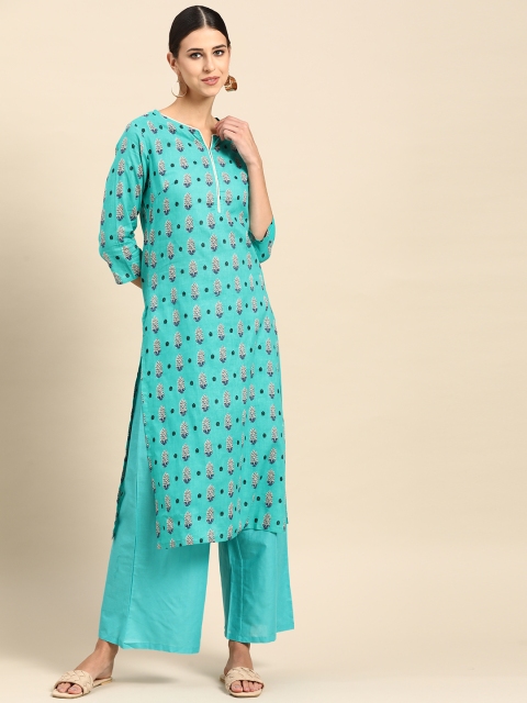 Anouk Women Blue & Off-White Ethnic Motifs Printed Empire Pure Cotton Kurta with Palazzos
Anouk Women Blue & Off-White Ethnic Motifs Printed Empire Pure Cotton Kurta with Palazzos
