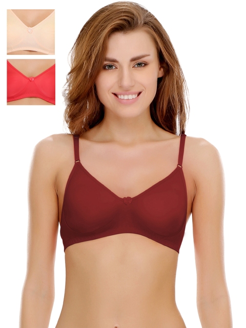 Clovia Pack Of 2 Bra, Maroon
