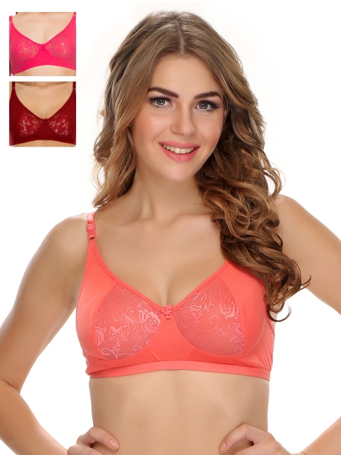 Clovia Pack Of 3 Bra, Maroon