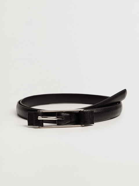 MANGO Women Solid Black Slim Belt