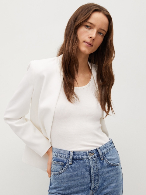 MANGO Women White Solid Regular Fit Single Breasted Sustainable Casual Blazer
MANGO Women White Solid Regular Fit Single Breasted Sustainable Casual Blazer