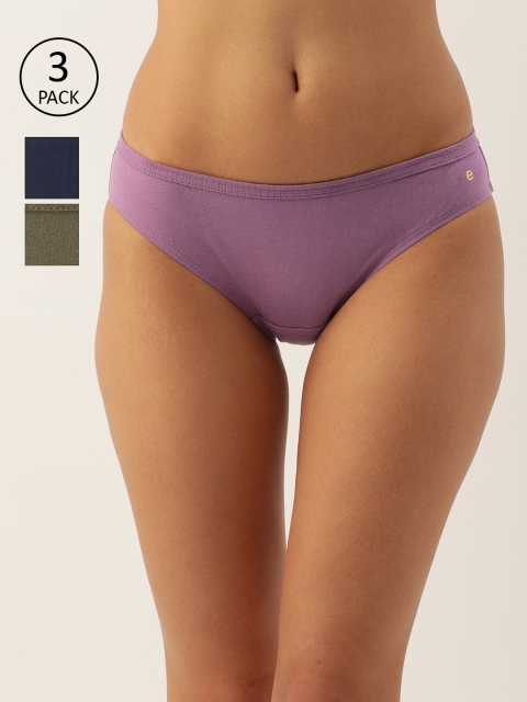 Enamor Women Pack of 3 Antimicrobial Full Coverage Low Waist Cotton Bikini Panty - CB03, Purple
Enamor Women Pack of 3 Antimicrobial Full Coverage Low Waist Cotton Bikini Panty - CB03, Purple