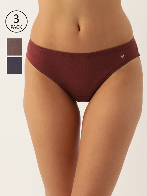 Enamor Women Pack of 3 Antimicrobial Full Coverage Low Waist Cotton Bikini Panty - CB03, Burgundy
Enamor Women Pack of 3 Antimicrobial Full Coverage Low Waist Cotton Bikini Panty - CB03, Burgundy