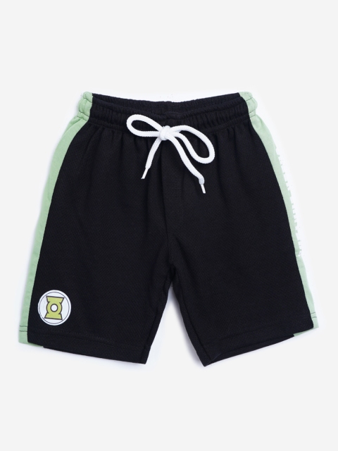 GAME BEGINS Boys Black Cotton Solid Regular Fit Shorts