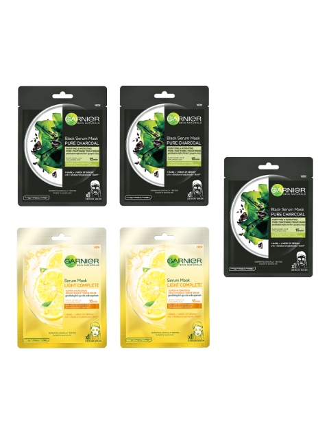 Garnier Set of 5 Light Complete & Pure Charcoal Skin Naturals Face Serum Sheet Masks, Black
Garnier Set of 5 Light Complete & Pure Charcoal Skin Naturals Face Serum Sheet Masks, Black