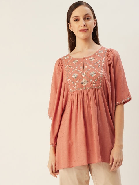 Ritu Kumar Pink Geometric Yoke Embroidered Dobby Weave Cotton Kimono Sleeve A-Line Top
Ritu Kumar Pink Geometric Yoke Embroidered Dobby Weave Cotton Kimono Sleeve A-Line Top