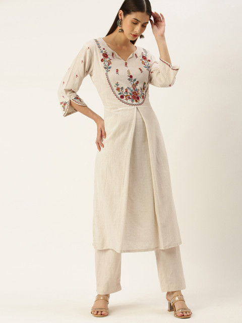 Touch Trends Women Off White Floral Yoke Design Thread Work Pure Cotton Kurta
Touch Trends Women Off White Floral Yoke Design Thread Work Pure Cotton Kurta