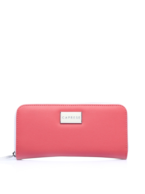 Caprese Women Pink Solid Zip Around Wallet