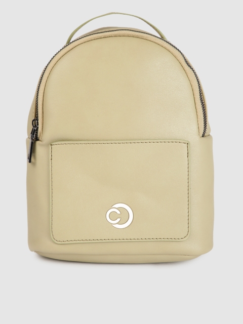 Caprese Women Beige Leather Backpack