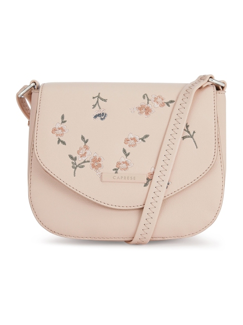 Caprese Pink Floral Floral Embroidered Sling Bag