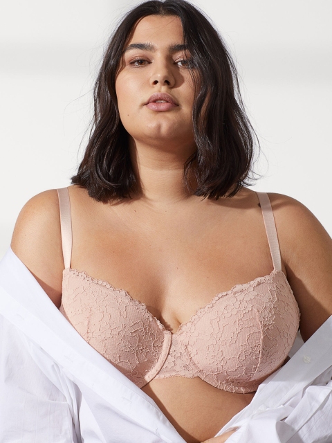 H&M+ Women Pink Padded Lace Bra 0571484009