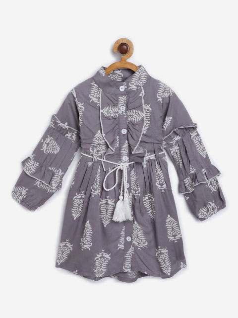 Bella Moda Girls Charcoal Grey & Off-White Ethnic Print Ruffled Fit & Flare Dress & Belt
Bella Moda Girls Charcoal Grey & Off-White Ethnic Print Ruffled Fit & Flare Dress & Belt
