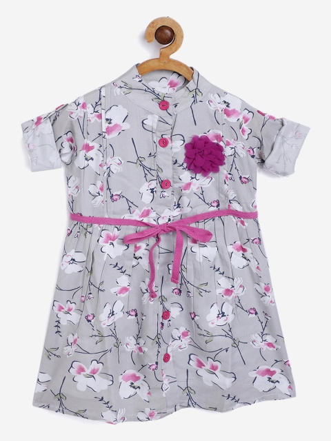 Bella Moda Girls Grey & White Floral Shirt Dress with Tie-Ups & Applique Detail
Bella Moda Girls Grey & White Floral Shirt Dress with Tie-Ups & Applique Detail