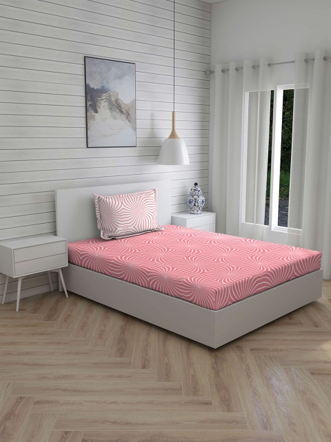Layers Peach-Coloured & White Abstract 104 TC Cotton 1 Single Bedsheet with 1 Pillow Covers
Layers Peach-Coloured & White Abstract 104 TC Cotton 1 Single Bedsheet with 1 Pillow Covers