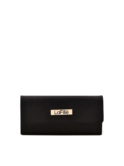 LaFille Women Black Solid Two Fold Wallet