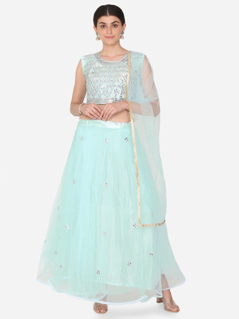 BOMBAY SELECTIONS Turquoise Blue & Silver-Toned Embellished Unstitched Lehenga & Ready to Wear Blouse with Dupatta
BOMBAY SELECTIONS Turquoise Blue & Silver-Toned Embellished Unstitched Lehenga & Ready to Wear Blouse with Dupatta