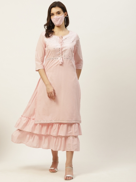 Juniper Pink Pure Cotton Solid Tie-Up Neck Maxi Kurta Dress With Thread & Mirror Work
Juniper Pink Pure Cotton Solid Tie-Up Neck Maxi Kurta Dress With Thread & Mirror Work