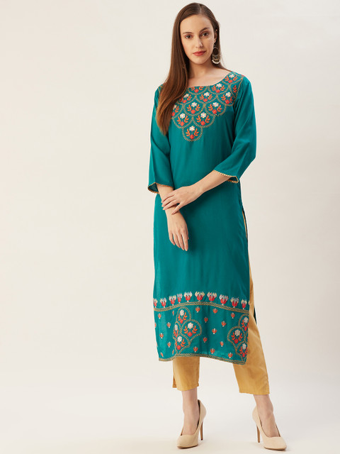 FASHOR Women Teal Green Ethnic Motifs Yoke Design Thread Work Kurta
FASHOR Women Teal Green Ethnic Motifs Yoke Design Thread Work Kurta