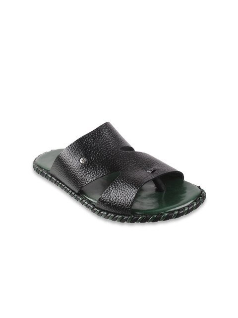 Mochi Men Black Leather Comfort Sandals