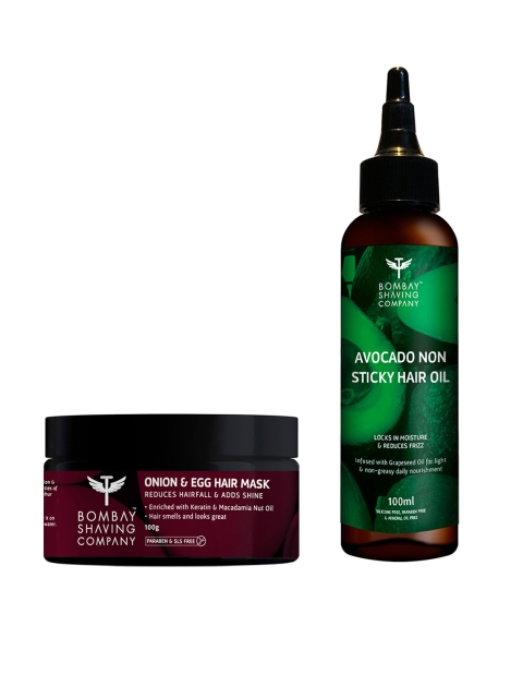 Bombay Shaving Company Men Set of Onion & Egg Hair Mask & Avocado Non-Sticky Hair Oil, Black
Bombay Shaving Company Men Set of Onion & Egg Hair Mask & Avocado Non-Sticky Hair Oil, Black