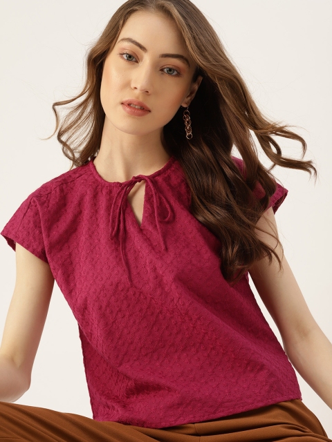 DressBerry Women Magenta Floral Embroidered Pure Cotton Extended Sleeves Regular Top
DressBerry Women Magenta Floral Embroidered Pure Cotton Extended Sleeves Regular Top