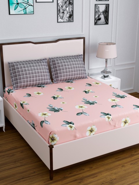 DREAM WEAVERZ Pink & Beige Floral Glazed Cotton 220 TC King Bedsheet with 2 Pillow Covers
DREAM WEAVERZ Pink & Beige Floral Glazed Cotton 220 TC King Bedsheet with 2 Pillow Covers