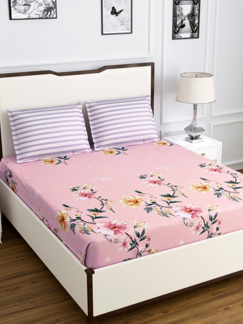 DREAM WEAVERZ Pink & White Floral 300 TC Cotton 1 King Bedsheet with 2 Pillow Covers
DREAM WEAVERZ Pink & White Floral 300 TC Cotton 1 King Bedsheet with 2 Pillow Covers