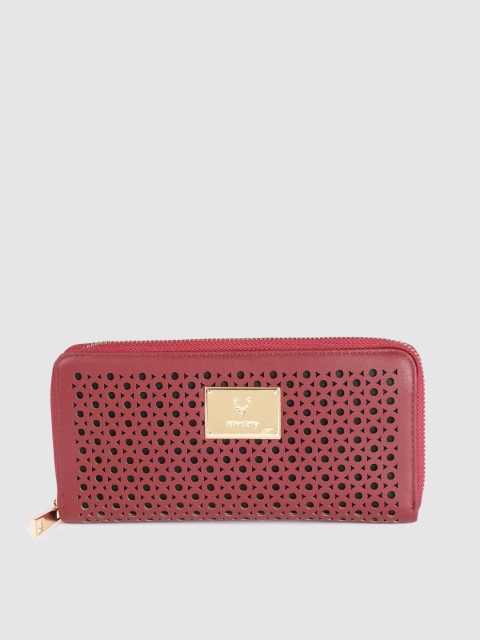 Allen Solly Women Red Solid Zip Around Wallet