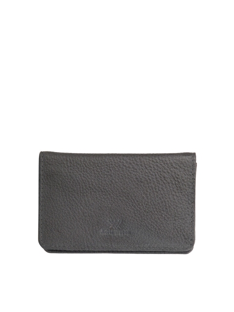 Aditi Wasan Unisex Grey Textured Leather Card Holder
