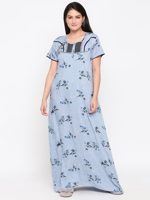 XIN Blue & Black Printed Nightdress