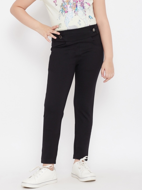 Baani Creations Girls Black Solid Jeggings