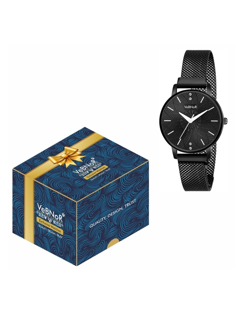 VeBNoR Girls Black Analogue Watch WT 142 BLACK