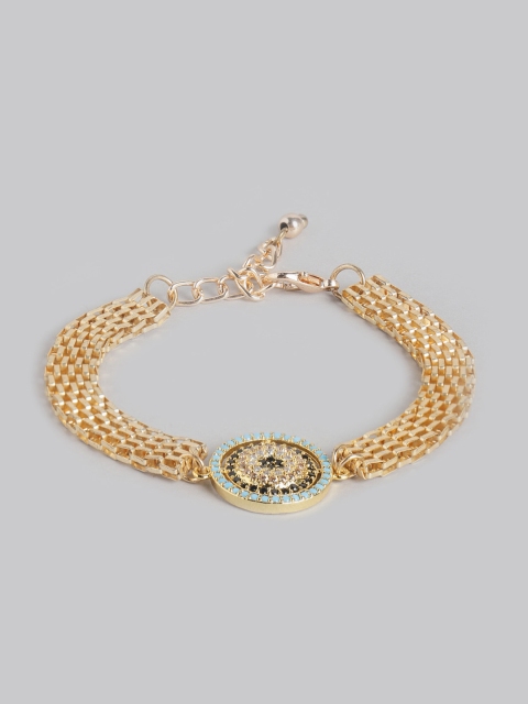 Blueberry Women Blue Gold-Plated Handcrafted Stone-Studded Link Bracelet