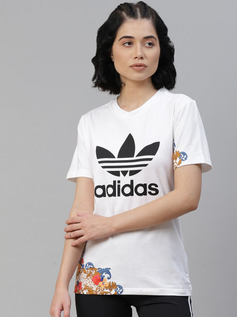 ADIDAS Originals Women White Brand Logo Printed T-shirt 
ADIDAS Originals Women White Brand Logo Printed T-shirt