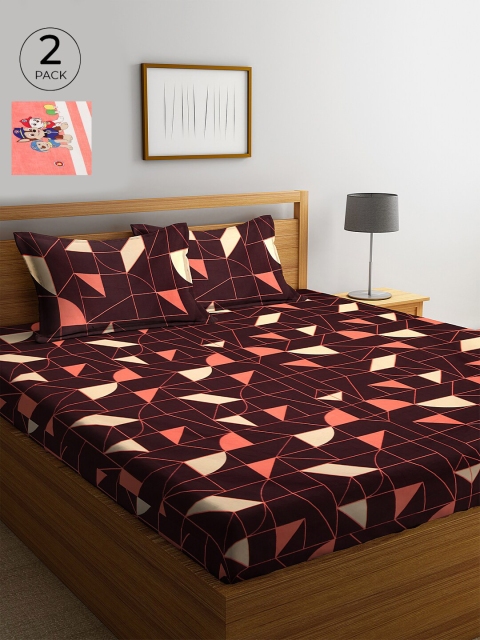 KLOTTHE Brown & Peach-Coloured Geometric 210 TC Cotton 2 King Bedsheet with 4 Pillow Covers
KLOTTHE Brown & Peach-Coloured Geometric 210 TC Cotton 2 King Bedsheet with 4 Pillow Covers