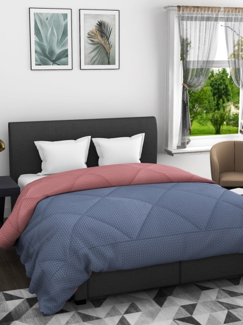 BIANCA Blue & Coral Geometric AC Room 150 GSM Double Bed Comforter