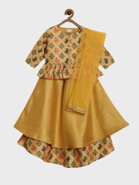 Aomi Girls Yellow & Gold-Toned Printed Ready to Wear Lehenga & Blouse with Dupatta
Aomi Girls Yellow & Gold-Toned Printed Ready to Wear Lehenga & Blouse with Dupatta