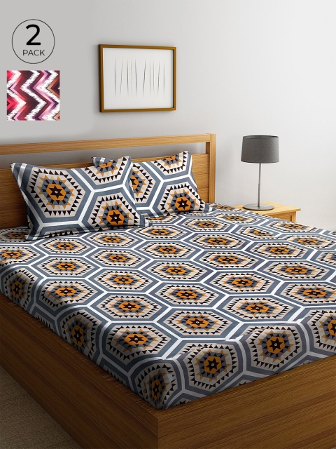 KLOTTHE Multicoloured Geometric 210 TC Cotton 2 King Bedsheet with 4 Pillow Covers, Multi
KLOTTHE Multicoloured Geometric 210 TC Cotton 2 King Bedsheet with 4 Pillow Covers, Multi