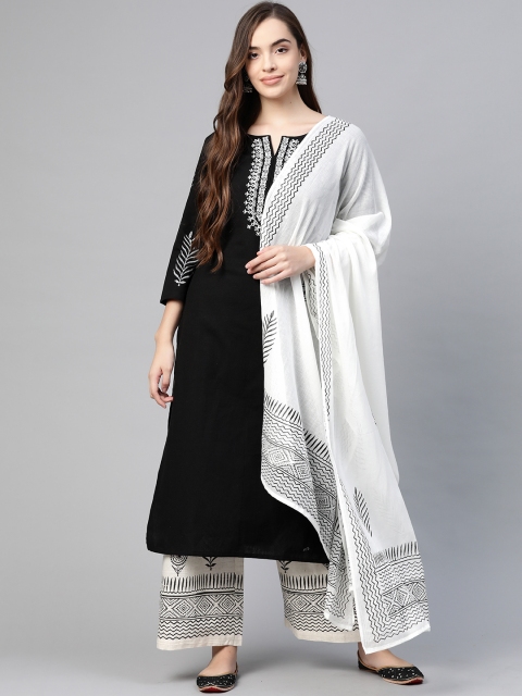 Yufta Women Black & White Yoke Design Thread Work Cotton Kurta with Palazzos & Dupatta
Yufta Women Black & White Yoke Design Thread Work Cotton Kurta with Palazzos & Dupatta