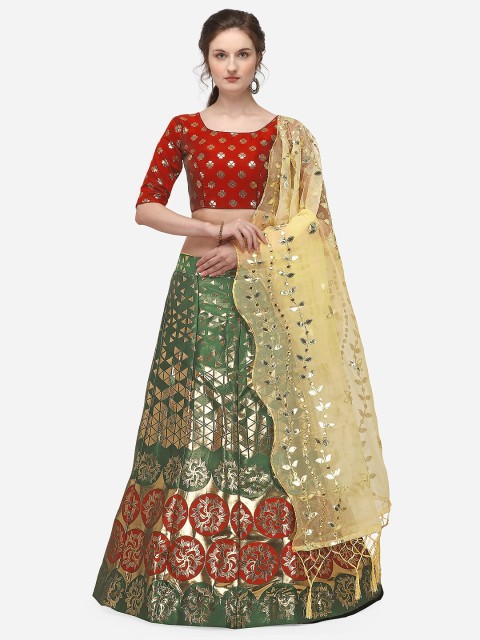 JATRIQQ Green & Red Woven Design Semi-Stitched Lehenga & Unstitched Blouse with Dupatta
JATRIQQ Green & Red Woven Design Semi-Stitched Lehenga & Unstitched Blouse with Dupatta