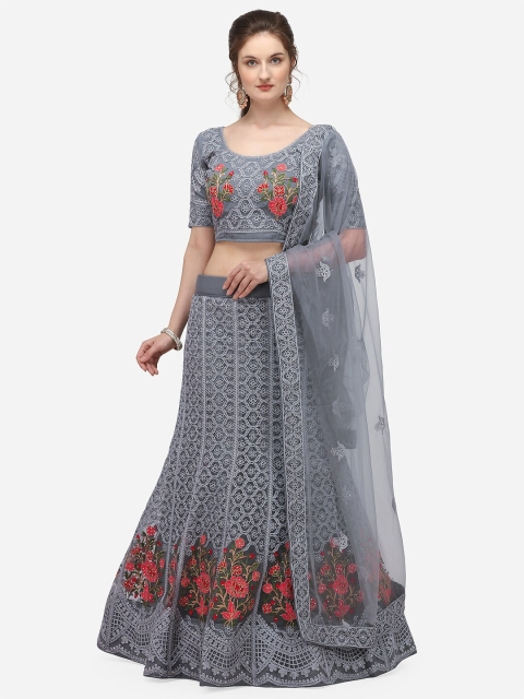 JATRIQQ Grey & Red Embroidered Semi-Stitched Lehenga & Unstitched Blouse with Dupatta
JATRIQQ Grey & Red Embroidered Semi-Stitched Lehenga & Unstitched Blouse with Dupatta